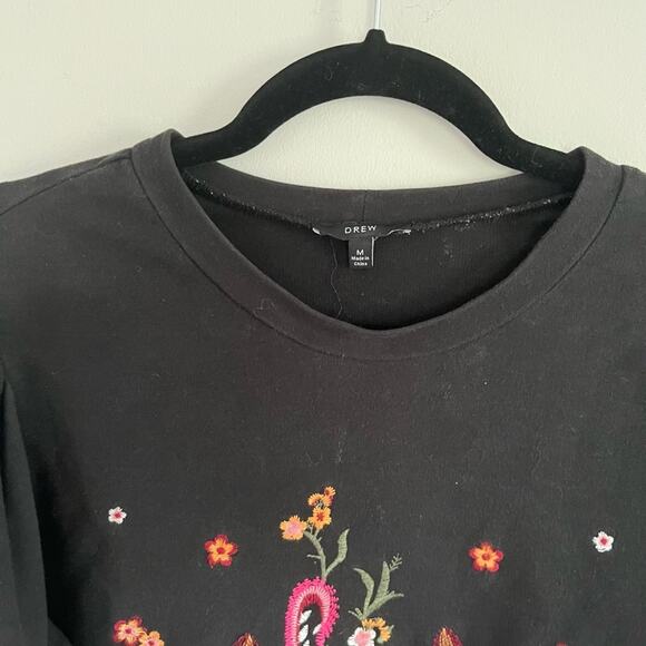 DREW Anthropologie Floral Embroidered Sweatshirt Size M - Picture 3 of 4